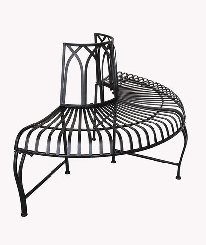 Hi-Line Gift Ltd. Semi-Circle Black Matal Tree Wrap Garden Bench