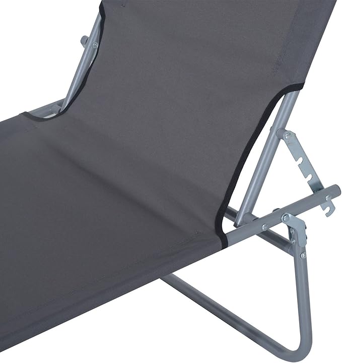 Outsunny Outdoor Lounge Chair, Adjustable Folding Chaise Lounge, Tanning Chair with Sun Shade for Beach, Camping, Hiking - Photo 9