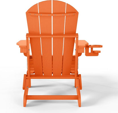 WestinTrends Malibu Folding Adjustable Adirondack Chair with Retractable Ottoman and Cup Holder, Orange
