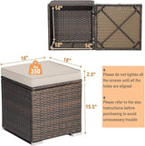 RELAX4LIFE Wicker Outdoor Storage Ottoman, 2-Piece Rattan Footstool w/Removable Cushion - Photo 3