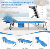 GYMAX Tanning Chair, Beach Lounge Chair with Face Hole, 5 Level Adjustable Backrest, Removable Pillow & Carry Handle - Photo 6