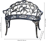JARDIN DE CENTENNIAL Patio Garden Bench Metal Park Bench Cast Aluminum Outdoor Furniture with Floral Rose for Patio - Photo 2