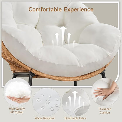 ONBRILL Outdoor Egg Chair, Indoor Lounge Chair for Patio, Bedroom, Living Room, Porch - Beige