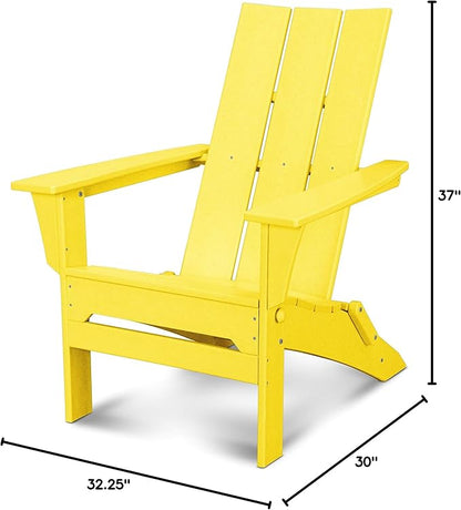 POLYWOOD Modern Folding Adirondack Lounge Chair - All Weather Red Adirondack Chair for Fire Pit Seating, Wood Look, Ideal for Fire Pit Area