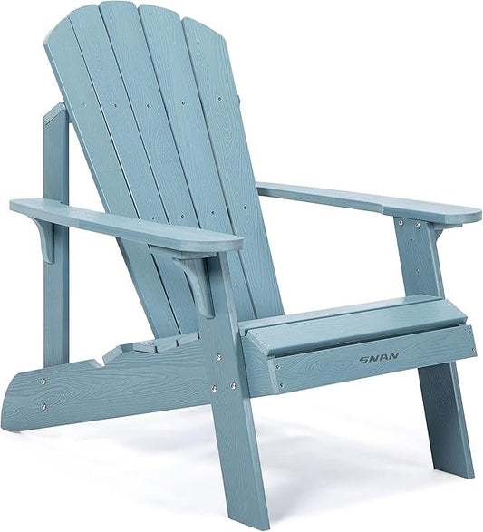 SNAN Oversized Adirondack Chair Weather Resistant, Fade-Resistant Poly Lumber Chair Widely Used in Outdoor&Indoor, Fire Pit, Deck, Garden, Pool,Upgrade with Curved Backrest &Rear Support (Blue)…