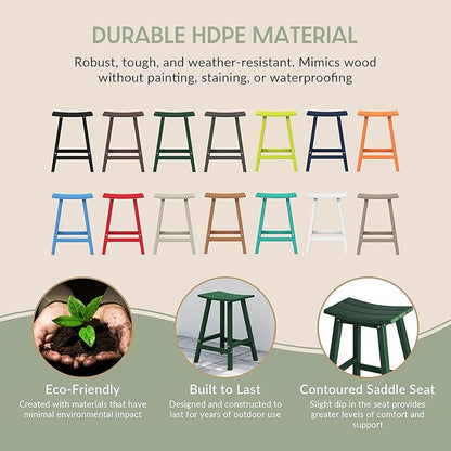 WestinTrends Malibu 2 Piece Set of 24 Height Outdoor/Patio Saddle bar stools, Dark Green