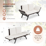 Flamaker Outdoor Convertible Sofa, Woven Rattan Patio Furniture Sunbed with Adjustable Armrests - Photo 7