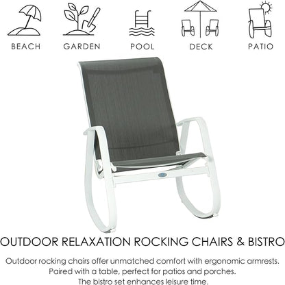 Kozyard Outdoor Patio Rocking Sling Chair, Powder Coated Aluminum Frame, Weather Resistant and Breathable Mesh Fabric for Patio, Porch, Yard, Garden (Grey, Chair)