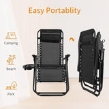Zero Gravity Chair Patio Chairs Lounge Patio Chaise 1 Pack Adjustable Reliners for Pool Yard with Cup Holder (Black) - Photo 6