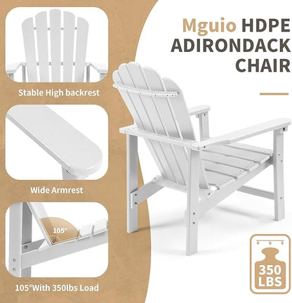 Stackable Adirondack Chairs Set of 4, Space Saving HDPE All-Weather Fire Pit Chair with Cover for Outdoor Lawn Porch Deck