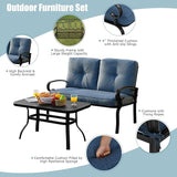 RELAX4LIFE Patio Loveseat with Coffee Table - 2-Piece Patio Conversation Sofa Set w/Backrest & Cushions - Photo 7