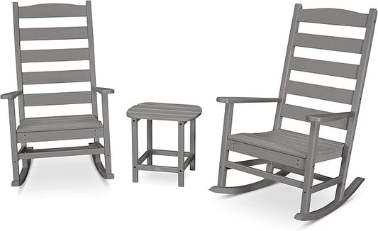 POLYWOOD® Shaker Rocking Chair Set, Slate Grey