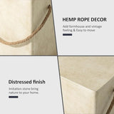 HOMPUS Outdoor Side Table w Hemp Rope Handle, Patio MgO Concrete Natural End Table, Square Accent Table - Photo 5