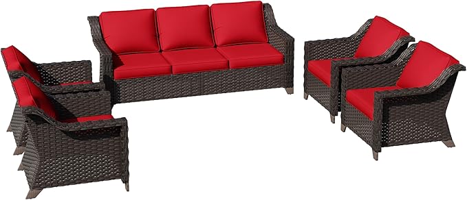 5 Pieces Patio Conversation Furniture Set - 1 Sofa, 4 Armchairs - Photo 6