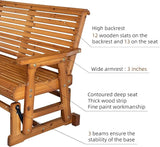 Fortune Candy Wooden Patio Glider with High Roll Back and Deep Contoured Seat, Solid Fir Wood, 2-Seater - Photo 6