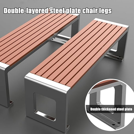 Outdoor Garden Bench, Park Bench, Patio Furniture Bench Chair with Cast Steel & Solid Wood Structure,Weather Proof Porch Loveseat, Perfect for Deck, Lawn, Poolside(A,47x15.7x16.5IN)