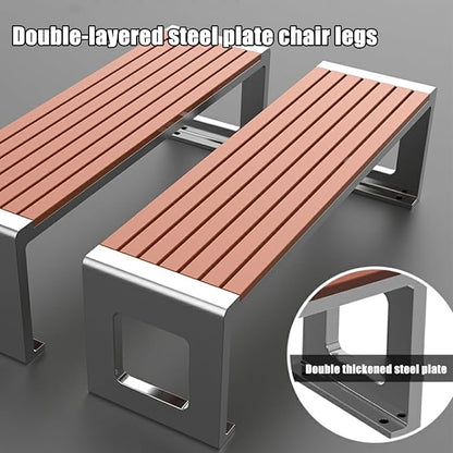 Outdoor Garden Bench, Park Bench, Patio Furniture Bench Chair with Cast Steel & Solid Wood Structure,Weather Proof Porch Loveseat, Perfect for Deck, Lawn, Poolside(Color:A,Size:59x15.7x16.5IN)