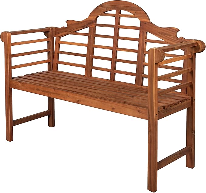 Eyely HNB103A Lucy 51.2" 3-Seat Arched 600-Lbs Support Acacia Wood Outdoor Garden Patio Bench for Garden, Lawn, Backyard, Pool, Deck, Beach, Firepit, Teak