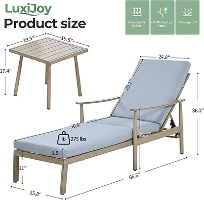 Outdoor Lounge Chair with Armrest, Patio Aluminum Chaise Lounge Set of 2, Adjustable Backrest with Rope Design, Patio Recliner Chairs Cushions for Lawn Pool Beach (Brown)