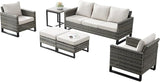 Rilyson Wicker Outdoor Patio Furniture Set - 6 Piece Patio Conversation Set with 2 Armrest Chairs, 2 Rattan Ottoman - Photo 2