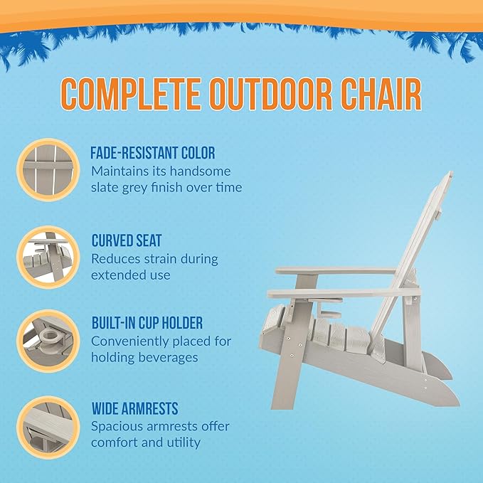 Blue Wave Ez-Care Tek-Wood™ Adirondack Chair - Slate Grey