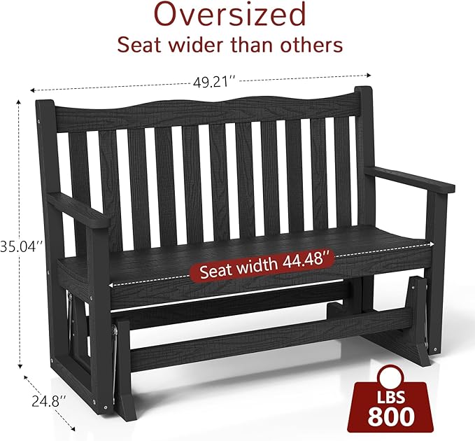 Stoog Outdoor Glider, All-Weather HIPS 2 Person Patio Glider Bench with 800 lbs Weight Capacity, Never Fade or Rot - Photo 3
