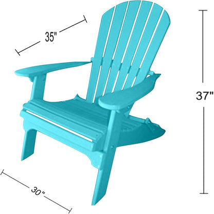 Phat Tommy Foldable Adirondack Chair - Poly Adirondack Chair Folding - HDPE, Heavy Duty, Recycled Plastic - All Weather Outdoor Furniture for Your Deck, Front Porch, or Patio, Teal