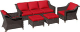 5 Pieces Patio Conversation Furniture Set - 1 Sofa, 2 Armchairs, 2 Ottomans - Photo 7