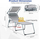 Folding Outdoor Lounge Recliner Chairs, Patio Lawn Chairs with Adjustable Backrest - Photo 2