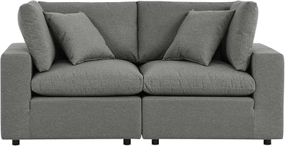 Modway Commix Outdoor Patio Overstuffed Loveseat in Charcoal