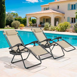 Magshion Zero Gravity Lounge Chairs Set of 2, Outdoor Patio Reclining Chair with Side Tray - Photo 2