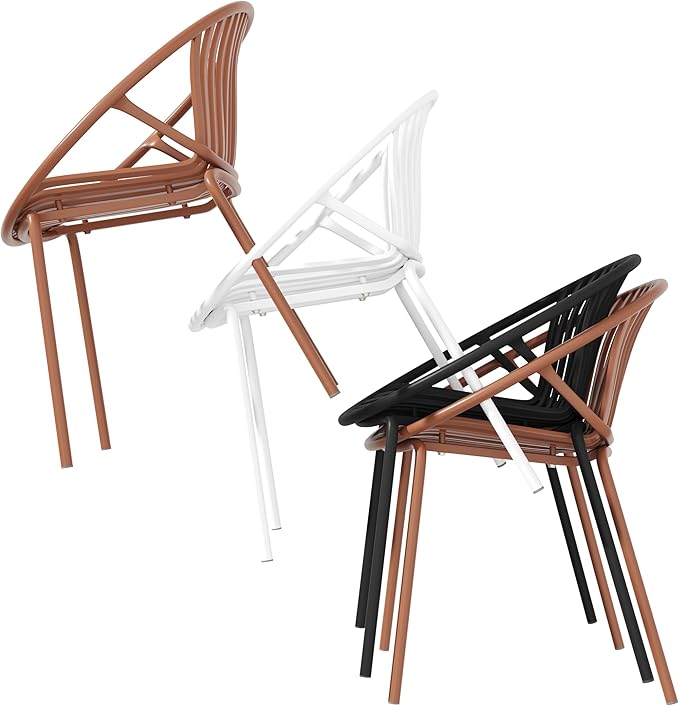 Christopher Knight Home Set of 2 Tita Modern Patio Outdoor Dining Chairs, Stacking Chair, Outside Dinner - Photo 8