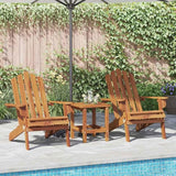 Solid Acacia Wood Adirondack Chair Set of 2, Natural Finish Foldable Outdoor Furniture for Patio Garden - Photo 1