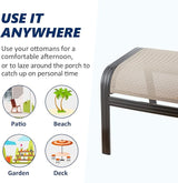 Outdoor Patio Ottoman Seat Textilene Portable Metal Footstool Portable Footrest Patio Chairs 2 Set Beige - Photo 5