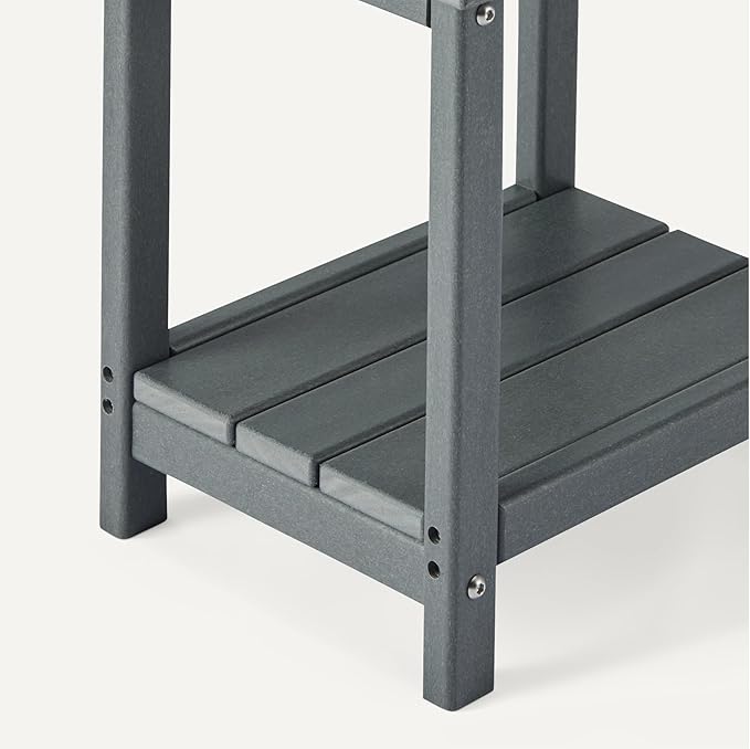 Amazon Basics Outdoor Side Table, 42cm x 32cm x 42cm, Wood-Like Grey, 1-Pack
