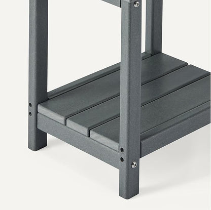 Amazon Basics Outdoor Side Table, 42cm x 32cm x 42cm, Wood-Like Grey, 1-Pack