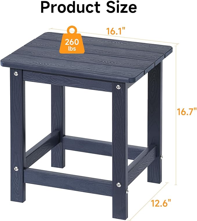ONBRILL Outdoor Side Table Set of 2, Adirondack Small End Table, Indoor & Outdoor Use - Photo 3