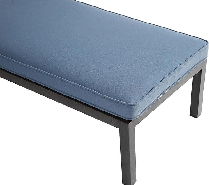 Chaise Lounge Chair Outdoor Cast Aluminum Reclining Lounger with Cushion, 5-Position Adjustable Backrest, Waterproof Padded Seat, Hidden Wheels, Elegant Poolside Garden Patio Seating (Blue)