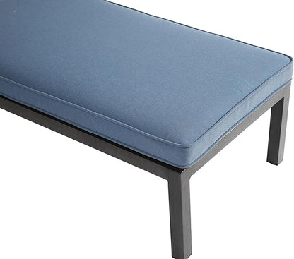 Chaise Lounge Chair Outdoor Cast Aluminum Reclining Lounger with Cushion, 5-Position Adjustable Backrest, Waterproof Padded Seat, Hidden Wheels, Elegant Poolside Garden Patio Seating (Blue)