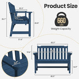 Ciokea 49" Heavy Duty Outdoor Bench, HDPE Weatherproof Porch Benches, Durable 2-Person Garden Benches with 660 Lbs - Photo 2