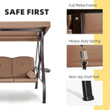 HOMREST 3 Seat Outdoor Porch Swing with 1.5" Deepened Cup Holder, Adjustable Canopy, Patio Swing Bed with Stand - Photo 4