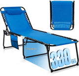 GYMAX Lounge Chairs for Outside, Extra High Folding Beach Tanning Lounger with Adjustable Backrest - Photo 1
