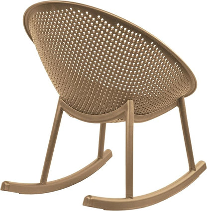 2xhome Set of 2 Patio Rocking Chairs | Oval Egg Shaped Lounge Rocker | All Weather Plastic | Modern Accent Side Chair for Indoor or Outdoor Use, Beige