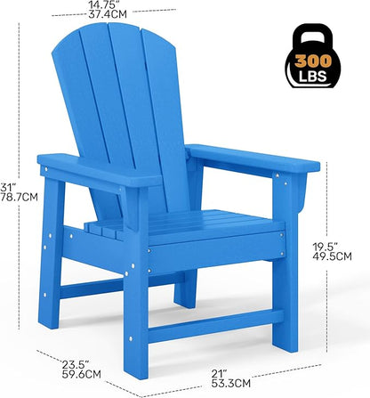 Costaelm Kids Adirondack Chair Set of 4, Plastic Outdoor Kids Chair Toddler Patio Furniture and Outdoor Children Picnic Activity Lawn Chair for Garden, Patio, Backyard & Beach, Pacific Blue