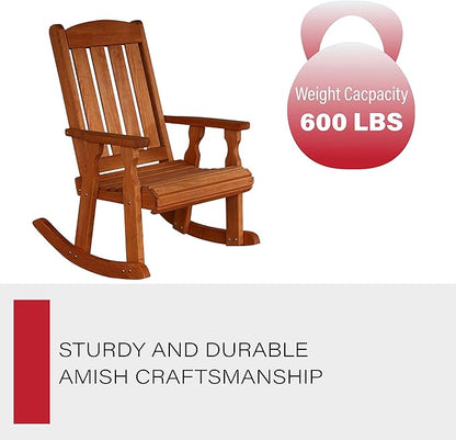 Amish Heavy Duty 600 Lb Mission Pressure Treated Rocking Chair (Cedar Stain)