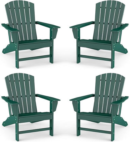 BRIOPAWS Adirondack-Chairs-Set of 4 | Fire Pit Chair | Oversized | HDPE Plastic | Weather Resistant | for Deck Outdoor Poolside Campfire | Forest