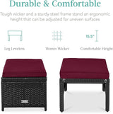 Best Choice Products Set of 2 Wicker Ottomans, Multipurpose Outdoor Furniture for Patio, Backyard, Additional Seating - Photo 2