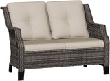 Outdoor Patio Loveseat, All-Weather 2-Seater Wicker Loveseat with Cushions, Outdoor Patio Love Seat Sofa for Garden - Photo 8