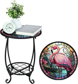 Outdoor Side Table Round Small Mosaic Patio Accent Indoor End Plant Coffee Tea Table for Yard Patio Porch Garden Living - Photo 7