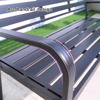 Garden Benches for Outdoors Rust Proof with Rounded Armrests Aluminum Alloy Outside Bench with 105° Wide Backrest Strong Load-Bearing Capacity for Porch, Deck, Park, Yard(Brass)
